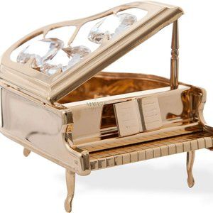 New 24 K Gold Plated Grand Piano Ornament w Matashi Crystals